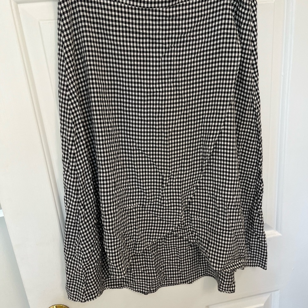 LOFT Black and White Asymmetrical Midi Skirt